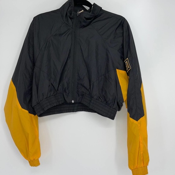 LF BLACK & GOLD VINTAGE VARSITY STYLE CROPPED JACKET SMALL - Picture 1 of 4